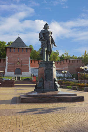 Nizhny Novgorod, Russia - Sep 23, 2020: Peter the Great. Monument to Peter 1 located Near the walls...