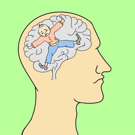 Silhouette of a man. The mind is filled with negative emotions. vector illustrationのイラスト素材