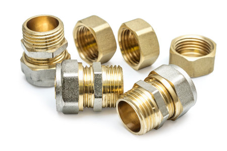 Brass fittings for various purposes for domestic plumbingの写真素材