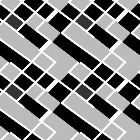Simple geometric abstract vector pattern with black and white shapes. Geometric graphics composition. Seamless backgroundの写真素材