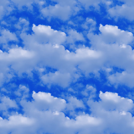 Blue sky background with white clouds. Seamless patternの写真素材
