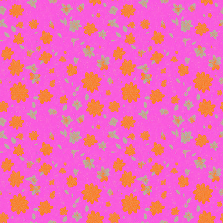 Many yellow flowers on pink, seamless pattern design, repeating background for web and printの写真素材
