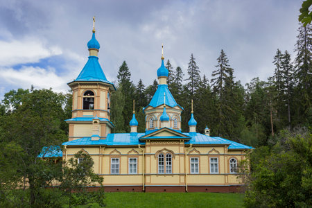 Church of Gethsemane Skete. Valaam Island. Church of the Dormition of Blessed Virgin Mary has been restored in our days. It was consecrated in 2007の写真素材