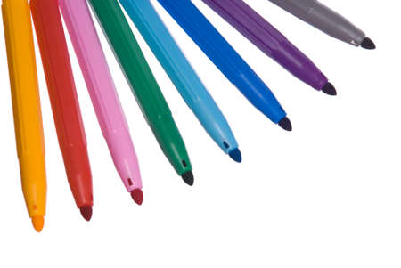 Eight different color soft-tip pen の写真素材