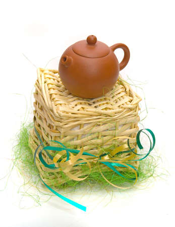 The china teapot on a boxの写真素材