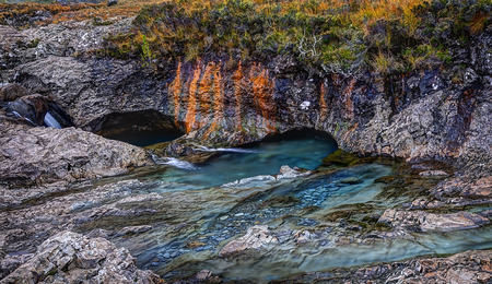 Early morning in Fairy Pools, Glen Brittle, Isle of Skye, Inner Hebrides, Highlands, Scotlandの写真素材
