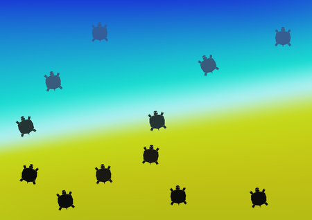 Tortoises hurry to the seaのイラスト素材