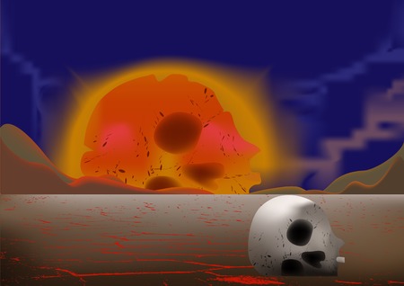 Skull in a desertのイラスト素材