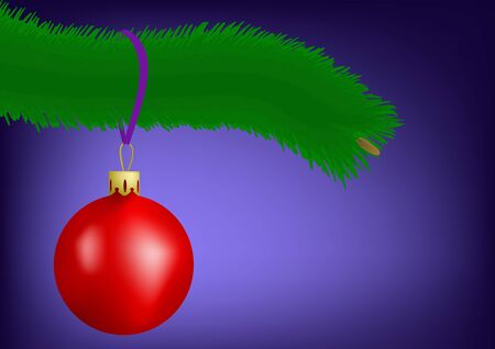 Red christmas ball on a pine branchのイラスト素材