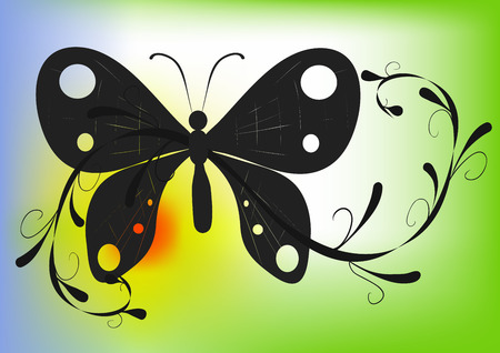 Butterfly on the frizz of plantのイラスト素材
