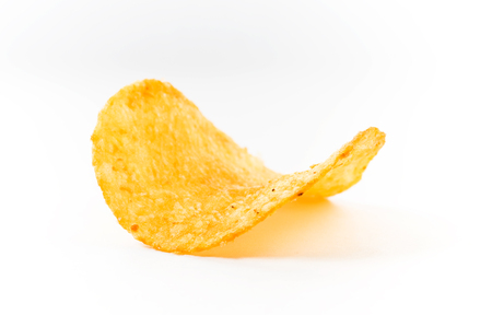 Potato chips on a white backgroundの写真素材