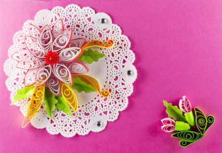 Bright quilling in the form of a flowerの写真素材