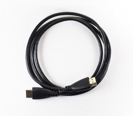 Cable hdmi black color on a white background