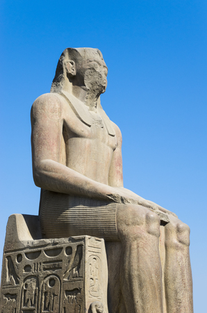 Ancient statue. Cairo Museum of Egyptology and Antiquities. Exhibits in front of the museumの写真素材