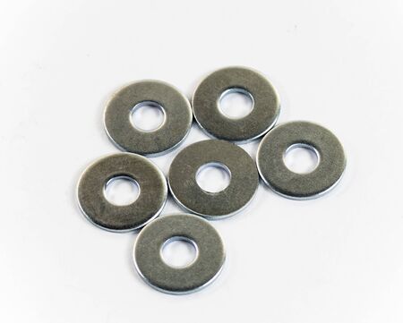Metal washers on a white background