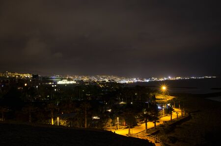 Night landscape of the coast of Tenerifeの写真素材