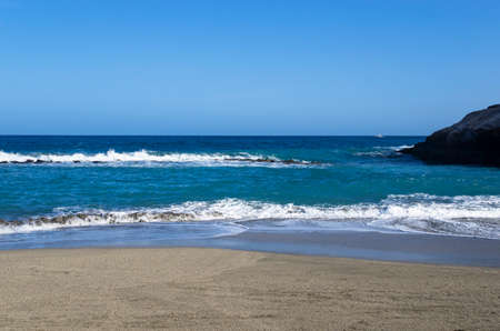 Landscape of the blue sea with a coastline with sandの写真素材