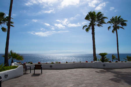 Embankment on the coast of the sea on the island of Tenerife, landscapeの写真素材