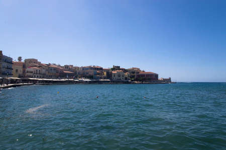 Promenade in the city of Chania on the Mediterranean Seaの写真素材