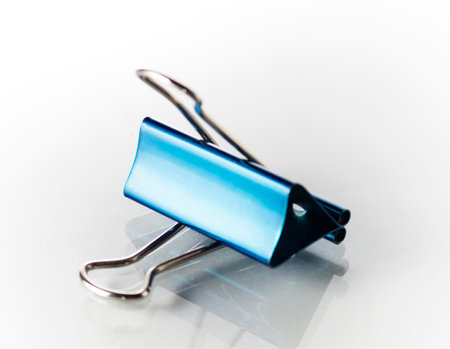 One blue binder on a white backgroundの写真素材
