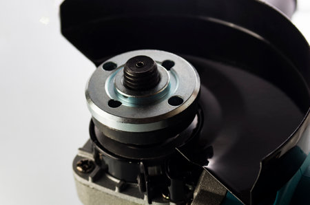 Part of a grinding machine on a white backgroundの写真素材