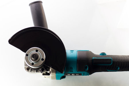 Part of a grinding machine on a white backgroundの写真素材