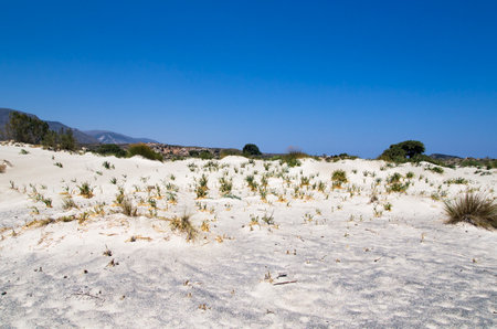 Landscape of a sandy plain on a Greek islandの写真素材
