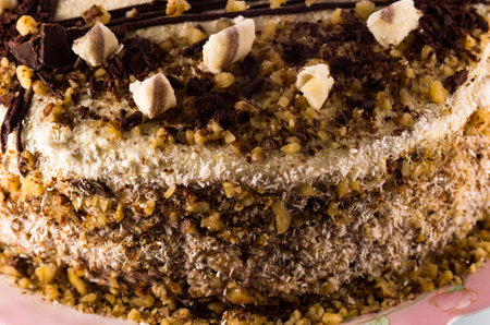 Piece of a beautiful cake on a platterの写真素材