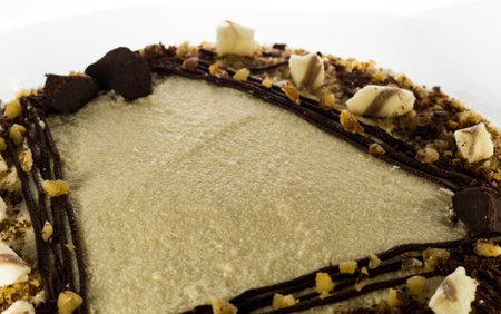 Piece of a beautiful cake on a platterの写真素材