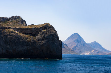 Balos beach landscape view from the sea, panoramaの写真素材