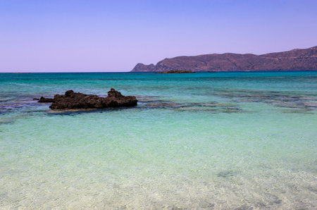 Landscape of Elafonisi beach in Greece, sea, skyの写真素材