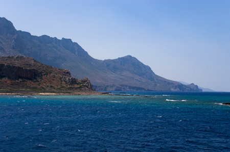 Balos beach landscape view from the sea, panoramaの写真素材