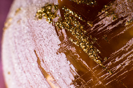 Background on transparent material with sparkles, macro