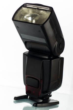 One mobile photo flash on a white backgroundの写真素材