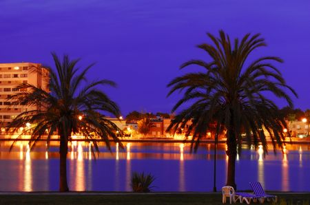 Mallorca, night panoramaの写真素材