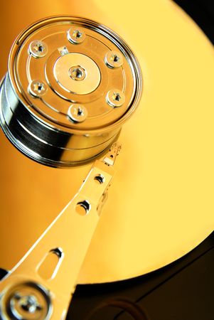 closeup of opened hard disk driveの写真素材