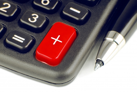 calculator and pen の写真素材