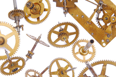 clock mechanism isolated on whiteの写真素材