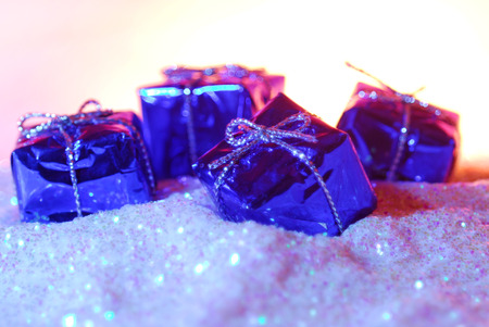 gift boxes on glitterの写真素材