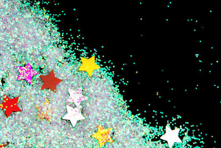 stars with glitter  on blackの写真素材