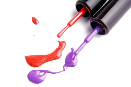 spilled nail polish enamel isolated on whiteの写真素材