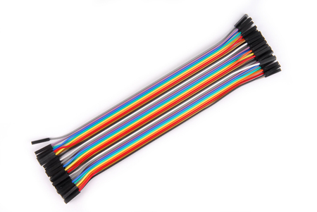 closeup of the jumper wire connectors isolated on white