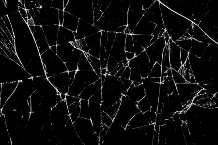 close up of the broken screen glass
