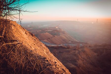The incredible beauty of the sunrise on the careerの写真素材