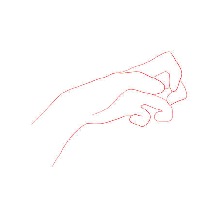 Line art sketch of a clenched hand. An isolated vector illustration depicting a womans hand.のイラスト素材