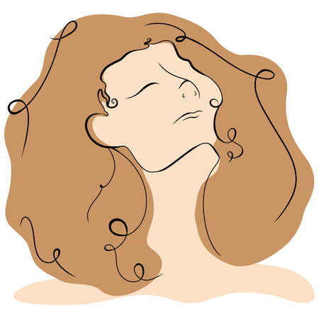 Silhouette of a girl with loose blonde hairのイラスト素材