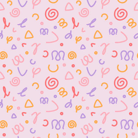 Seamless pattern in pastel colors using simple shapes and lines. Wallpapers, textiles, background for the siteのイラスト素材