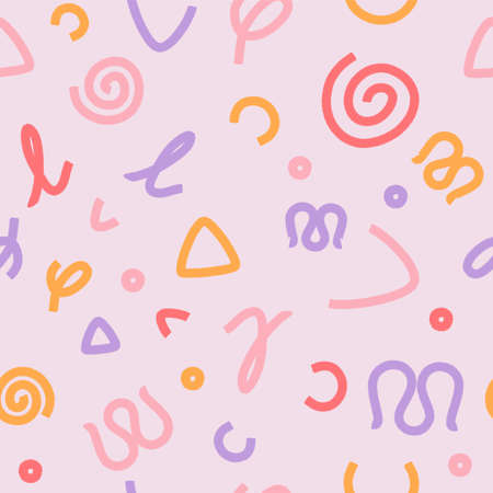 Seamless pattern in pastel colors using simple shapes and lines. Wallpapers, textiles, background for the siteのイラスト素材