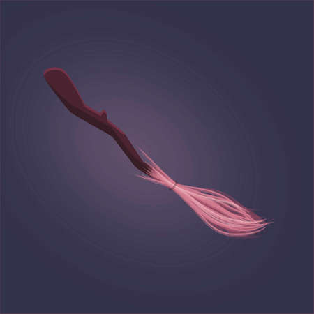 Magic item. Flying broom. Broom for cleaning the house. Fairy tale icon in cartoon style. Isolated vector illustration.のイラスト素材