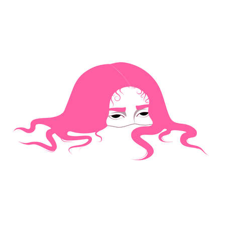 a girl in the water with her half-face out from it, colorful vector art with no background, ready to print and editable fileのイラスト素材